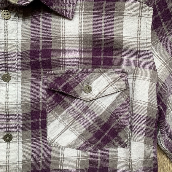 TNA Aritzia Women's Button Down Shirt Plaid Flannel Shirt Classic Purple Size S - Picture 10 of 16